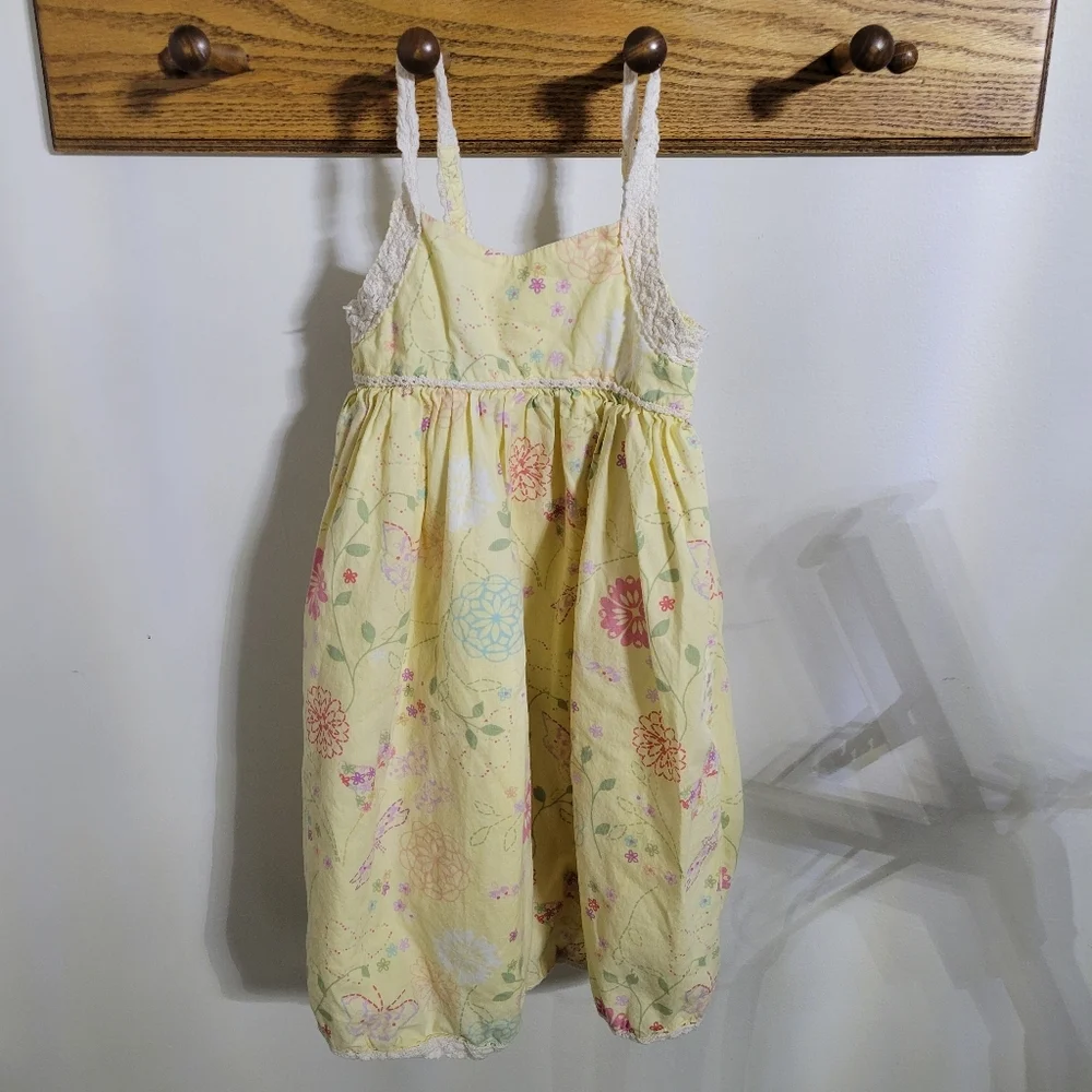 Baby Gap Floral & Crochet Yellow Dress, Size 3T